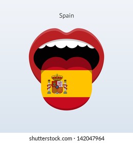 Spanish Language. Abstract Human Mouth. Vector Illustration.