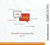 Spanish Language Day, April 23rd, Hello in Spanish, Spanish Words in English Social Media Template, April