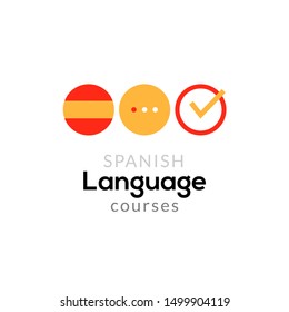 Spanish language school logo course concept. Vector spanish speak fluent course design.