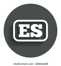 Spanish language sign icon. ES translation symbol with frame. Circle flat button with shadow. Modern UI website navigation. Vector