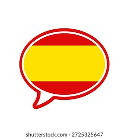 Burbuja del discurso del idioma español con la bandera de España, icono del Vector