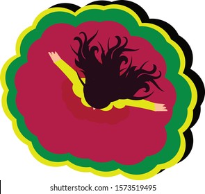 Spanish Latina Flamingo Dancer Spinning on the Stage. Vector Illustration Flat Design Character 