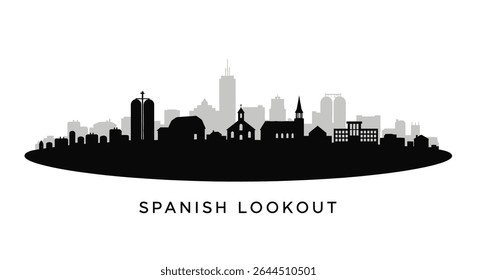 Spanish Lookout with Belize Skyline, and Black Silhouette.