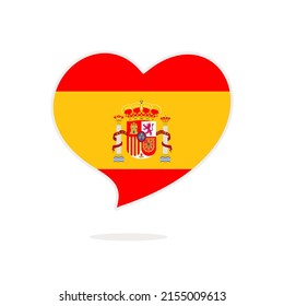 Spanish love heart flag isolated on white background. Flag of Spain in the shape of a heart. Spain flag vector illustration
