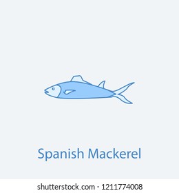 spanish mackerel 2 colored line icon. Simple light and dark blue element illustration. spanish mackerel concept outline symbol design from fish set