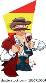 Spanish man drinking red wine