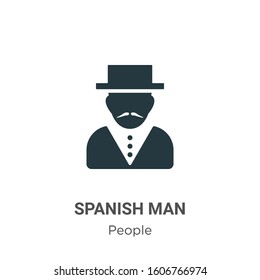 Spanish man glyph icon vector on white background. Flat vector spanish man icon symbol sign from modern people collection for mobile concept and web apps design.