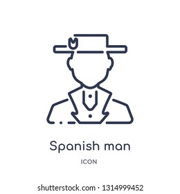 spanish man icon from people outline collection. Thin line spanish man icon isolated on white background.