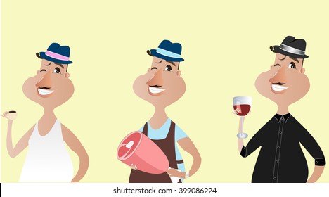 Spanish man set vector illustration