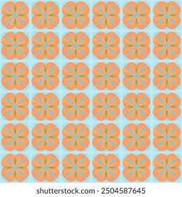 Spanish Mediterranean Traditional Tiles with summer blue sky, orange and green colors. Seamless Pattern Geometrical.