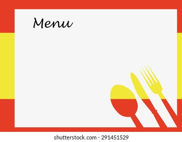 Spanish Menu Vector template over flag of Spain