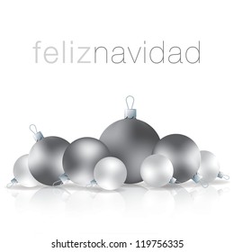 Spanish Merry Christmas bauble card in vector format.