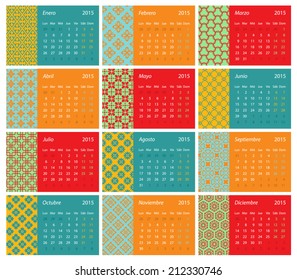 Spanish monthly calendar for 2015