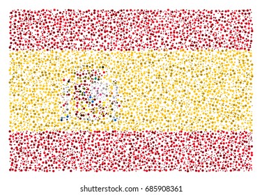 Spanish national flag - the flag of Spain made of small red and yellow circles