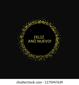 Spanish New Year label. Feliz Ano Nuevo, Golden confetti label