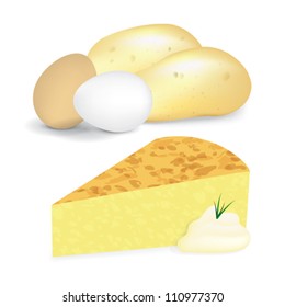 Spanish omelette with mayonnaise in vector