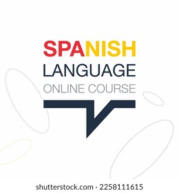 Logo icónico del curso de español en línea. Habla con fluidez el idioma esnanola. Logo de Concepto de educación en línea. Ilustración del vector