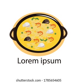 spanish paella logo vector. a Spanish dish of rice, saffron, chicken, seafood.