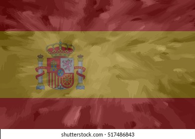  Spanish painted / drawn vector flag. Dramatic, unusual look. Vector file contains flag and texture layers
