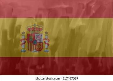  Spanish painted / drawn vector flag. Dramatic, unusual look. Vector file contains flag and texture layers