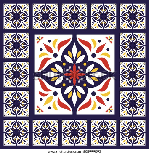 Spanish Pattern Tiles Floor Vector Vintage Stock Vector (Royalty Free ...