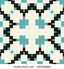 Spanish or Portuguese vector tile pattern, Lisbon floral mosaic, Mediterranean seamless navy blue ornament Ornamental tile background, background inspired by Spanish and Portuguese traditional tiles