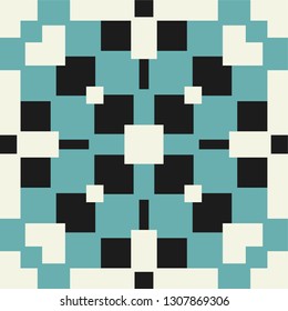 Spanish or Portuguese vector tile pattern, Lisbon floral mosaic, Mediterranean seamless navy blue ornament Ornamental tile background, background inspired by Spanish and Portuguese traditional tiles