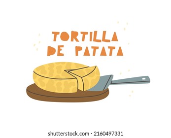 Spanish potato omelet isolated on white background. Typical Spanish national food. Vector illustration.