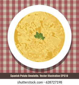 Spanish Potato Omelette. Typical Spanish 'Tortilla'. Vector Illustration