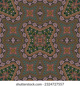 Spanisches, sich wiederholendes Vektor-Design. Moderner geometrischer Hintergrund. Fliesenprint im ethnischen Stil. Mosaikmotive im indischen Stil.
