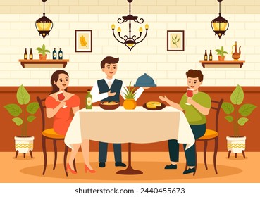 Spanish Restaurant Vector Illustration with Various of Food Menu Traditional Dish Typical Recipe and Cuisine in Flat Cartoon Background Design
