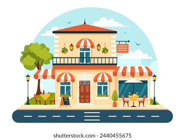 Spanish Restaurant Vector Illustration with Various of Food Menu Traditional Dish Typical Recipe and Cuisine in Flat Cartoon Background Design