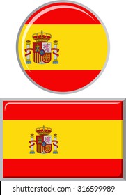 Spanish round and square icon flag. Vector illustration Eps 8.