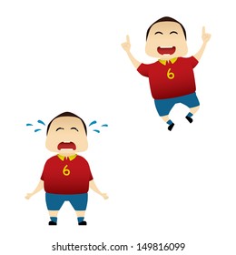 Spanish soccer player doing actions collection on white background