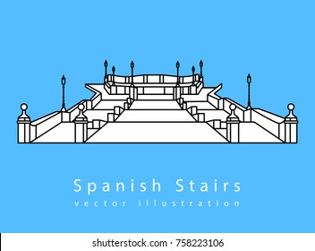 Spanish Stairs in Rome - simple illustration