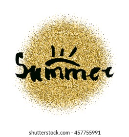 Spanish Summer day card. Summer calligraphy lettering with gold. Hand drawn letters.