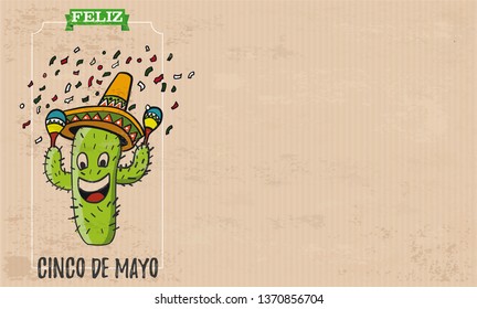 Spanish text Feliz Cinco De Mayo, translate Happy 5th May. Eps 10 vector file.