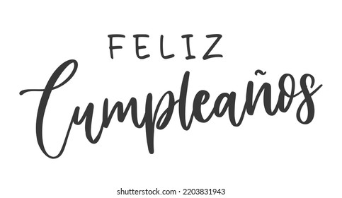 Spanish text: Feliz cumpleaños. Happy Birthday lettering. Vector illustration