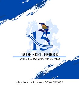 Spanish text: September 15, Long live the Independence! Happy Independence Day of El Salvador vector illustration. Suitable for greeting card, poster and banner.