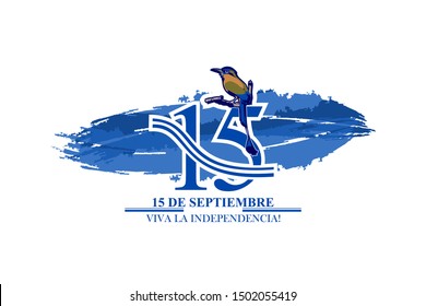 Spanish text: September 15, Long live the Independence! Happy Independence Day of El Salvador vector illustration. Suitable for greeting card, poster and banner.