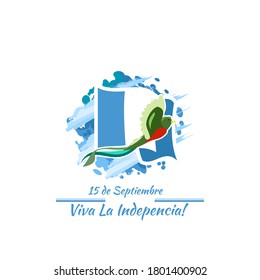 Spanish text: September 15, Long live the Independence! Happy Independence day of Guatemala vector illustration. Suitable for greeting card, poster and banner.