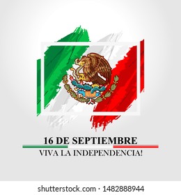 Spanish text: September 16, Long live the Independence! Happy Independence day of Mexico. the national holiday of Mexico Vector illustration. Suitable for greeting card, poster and banner.