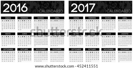 Spanish textured black calendar vector year 2016 2017