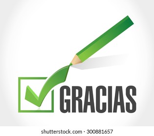 spanish thanks message check sign illustration design graphic