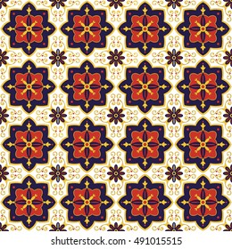 Spanish tile pattern. Ornamental tiles pattern design.