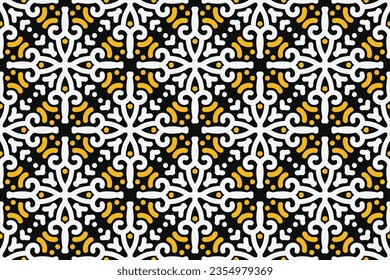 Spanish tile pattern vector seamless with floral ornaments. Portuguese azulejos ceramic, mexican talavera, italian sicily majolica design. Texture for kitchen wallpaper or bathroom flooring.