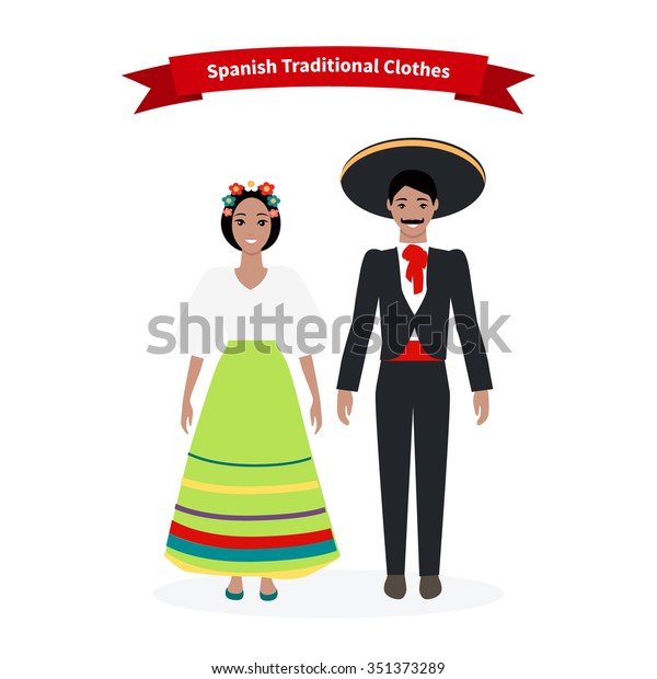 Spanish Traditional Clothes People Culture Clothing Stock Vector ...