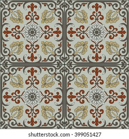Spanish traditional pattern, Mediterranean seamless pattern, tile design, vector illustration.
