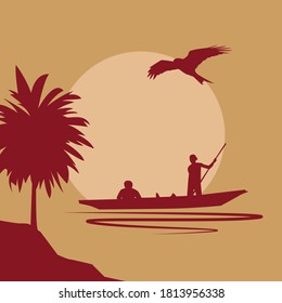 Spanish vector landscape. Silhouette background.