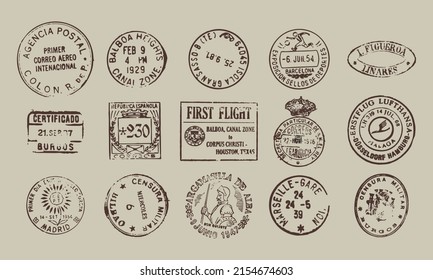 Spanish vintage postage stamps collection of vector stamps
